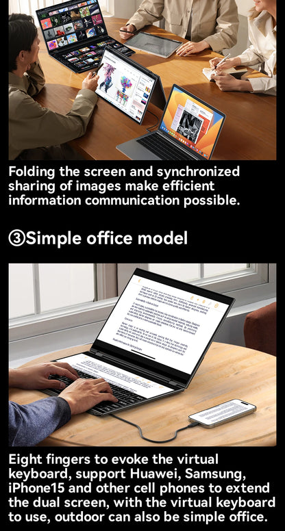 EHOMEWEI Dual Screen Portable Monitor X Series Drive-free Phone-touch FHD 2K 15.6“ 16“ For Laptop Windows Macbook - Merit Sell