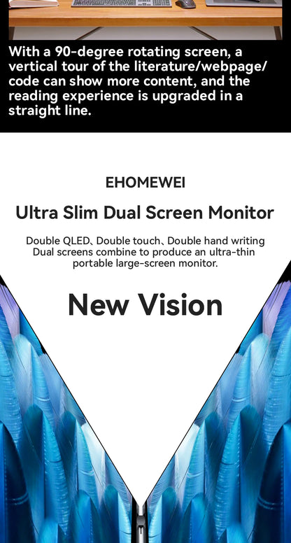 EHOMEWEI Dual Screen Portable Monitor X Series Drive-free Phone-touch FHD 2K 15.6“ 16“ For Laptop Windows Macbook - Merit Sell