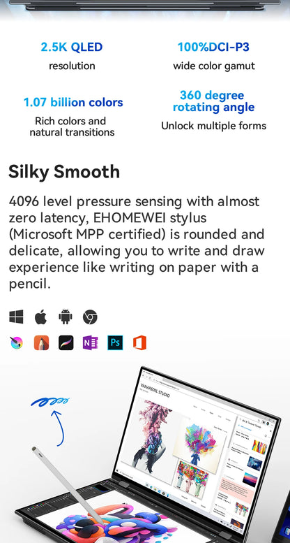 EHOMEWEI Dual Screen Portable Monitor X Series Drive-free Phone-touch FHD 2K 15.6“ 16“ For Laptop Windows Macbook - Merit Sell