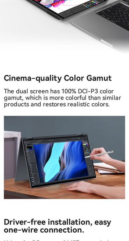 EHOMEWEI Dual Screen Portable Monitor X Series Drive-free Phone-touch FHD 2K 15.6“ 16“ For Laptop Windows Macbook - Merit Sell