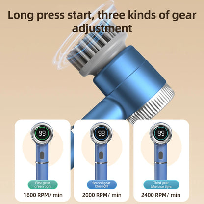 Electric Cleaning Brush Set Portable Cordless Electric Spin Scrubber Waterproof Digital Display Handheld Scrubber for Kitchen - Merit Sell