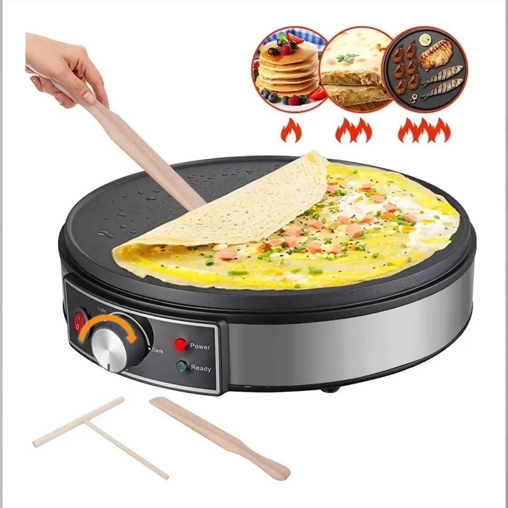 Electric Crepe Maker Machine Pancake Machine With Non-stick Griddle Batter Spreader Crepes Maker 1000W Kitchen Cooking Tools - Merit Sell