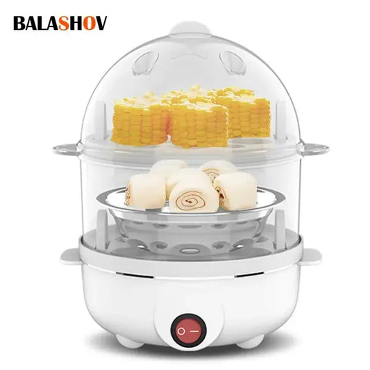 Electric Egg Cooker Automatic Steamer Double Layer Multi Function Breakfast Machine Mini Kitchen Appliance for Boiling Poaching Merit Sell