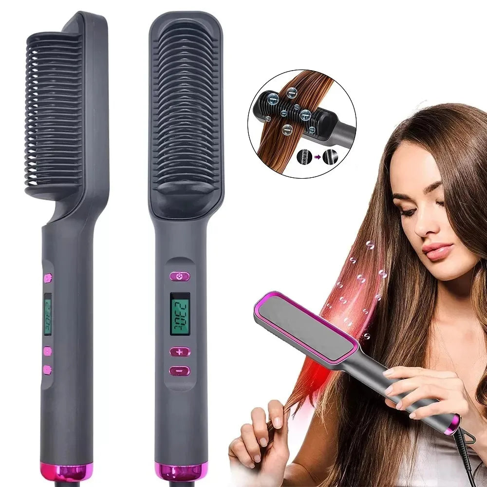 Electric Hot Comb Multifunctional Straight Hair Straightener Comb Negative Ion Anti-Scalding Styling Tool Straightening Brush - Merit Sell
