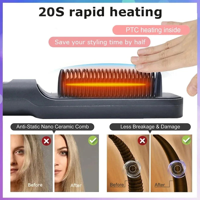 Electric Hot Comb Multifunctional Straight Hair Straightener Comb Negative Ion Anti-Scalding Styling Tool Straightening Brush - Merit Sell