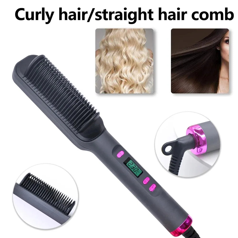 Electric Hot Comb Multifunctional Straight Hair Straightener Comb Negative Ion Anti-Scalding Styling Tool Straightening Brush - Merit Sell