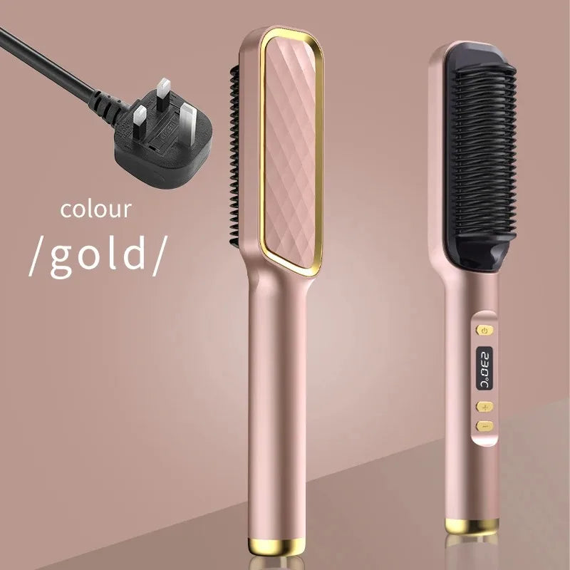 Electric Hot Comb Multifunctional Straight Hair Straightener Comb Negative Ion Anti-Scalding Styling Tool Straightening Brush - Merit Sell