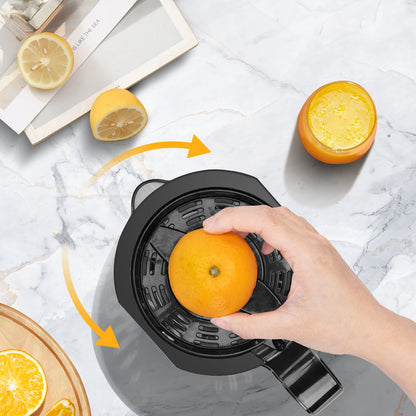Electric Orange Juicer 40W 700 ml Drum Twist 2 Cones Dismontablesy Dust Cover Anti-Drip Nozzle Dishwasher Safe Black - Merit Sell