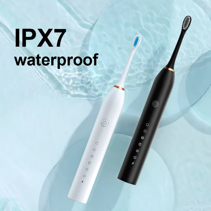 Electric Ultrasonic Toothbrush Six Speed Mode Home Soft Hair USB Charging Waterproof Adult Tooth Cleaner Automatic Couple Set - Merit Sell
