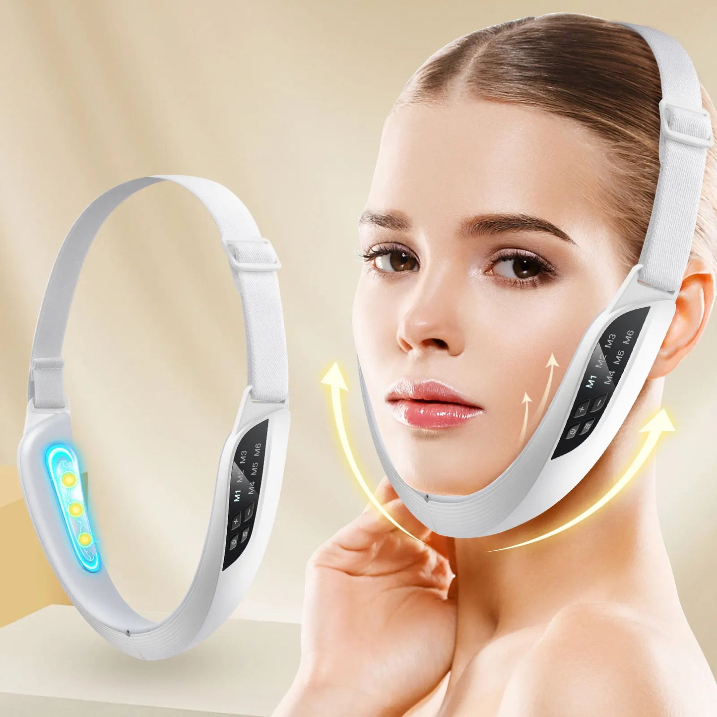 Electric V Face Lifting Beauty Device 6 Modes 8 Levels EMS Micro-current Firming Facial Massager Double Chin Removal Skin Care - Merit Sell