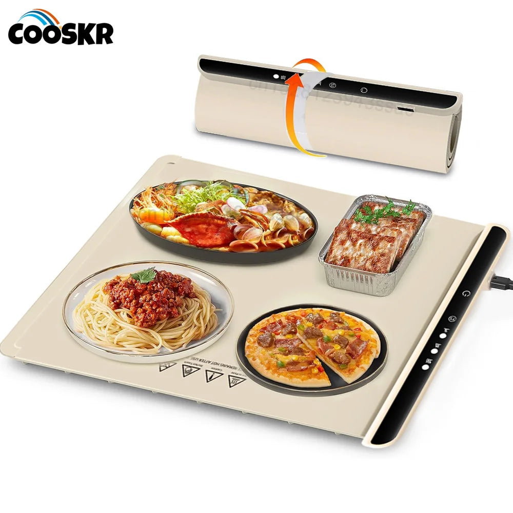 Electric Warming Tray Foldable Food Warmer Fast Heating Portable Dining Table Warmer Food Warmer Mat with Full Surface Heating - Merit Sell
