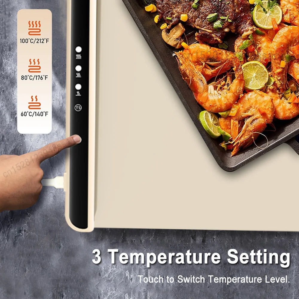 Electric Warming Tray Foldable Food Warmer Fast Heating Portable Dining Table Warmer Food Warmer Mat with Full Surface Heating - Merit Sell