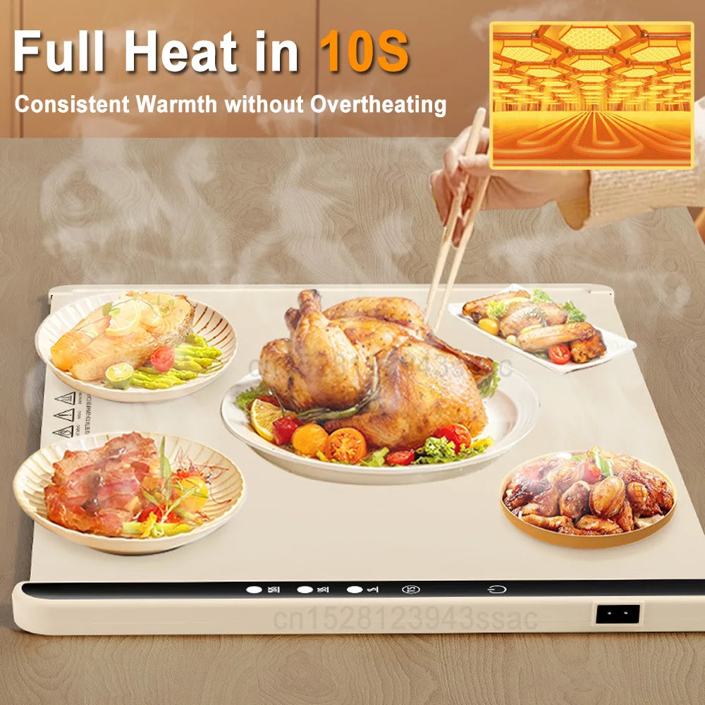 Electric Warming Tray Foldable Food Warmer Fast Heating Portable Dining Table Warmer Food Warmer Mat with Full Surface Heating - Merit Sell