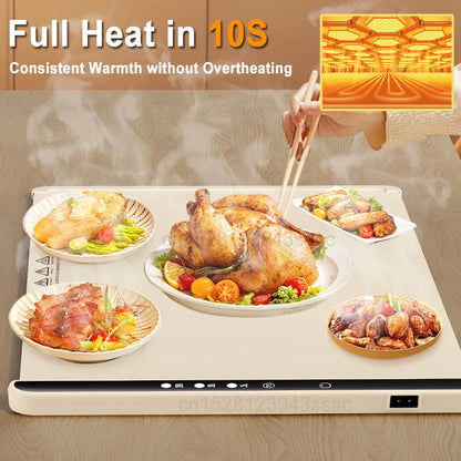 Electric Warming Tray Foldable Food Warmer Fast Heating Portable Dining Table Warmer Food Warmer Mat with Full Surface Heating - Merit Sell