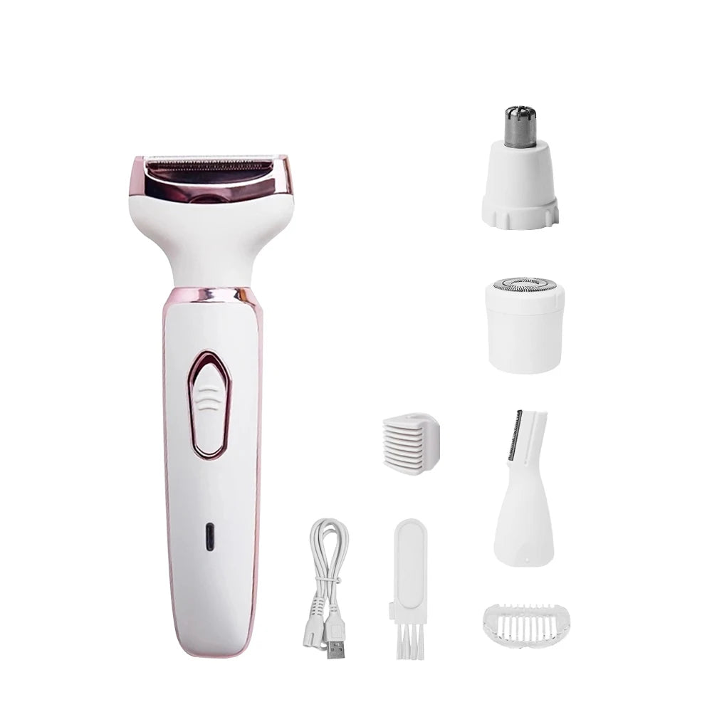 Epilator for Women 4 in 1 Hair Removal Painless Electric Razor Lady Shaver Eyebrow Nose Ear Face Body for Armpit Bikini Portable - Merit Sell