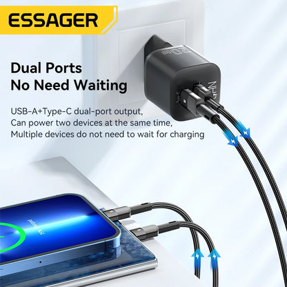 Essager 20W GaN USB Type C Charger PD Fast Charge Phone QC 3.0 Quick Chargers For iPhone 14 13 12 11 Pro Max Mini iPad Charging - Merit Sell