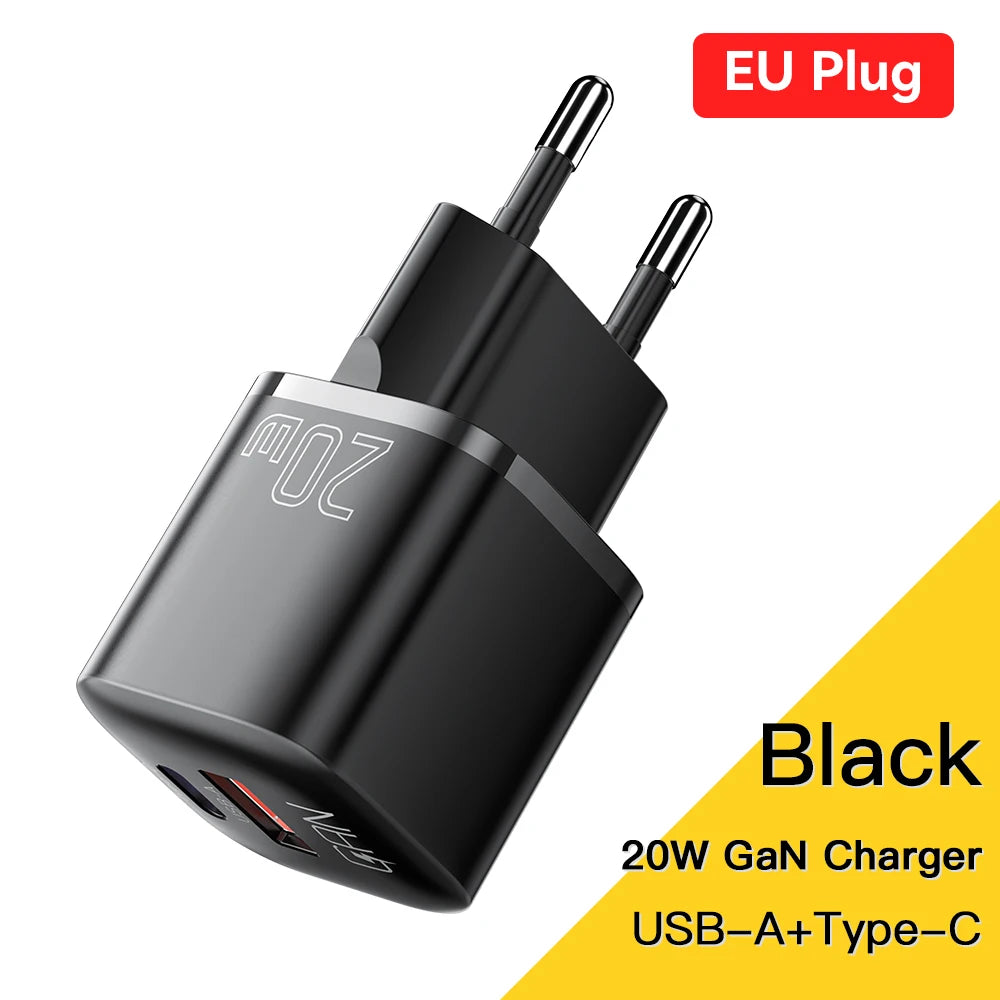 Essager 20W GaN USB Type C Charger PD Fast Charge Phone QC 3.0 Quick Chargers For iPhone 14 13 12 11 Pro Max Mini iPad Charging - Merit Sell