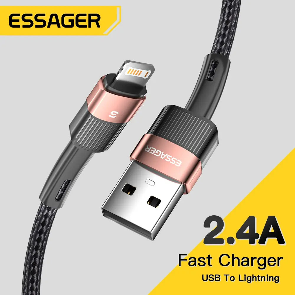 Essager Fast Charging For iPhone Usb Cable 11 12 13 Pro Max Mini Xs Xr X SE 8 7 6 Plus 6s 5 5s 2.4A Wire For iPhone Charger Cord - Merit Sell