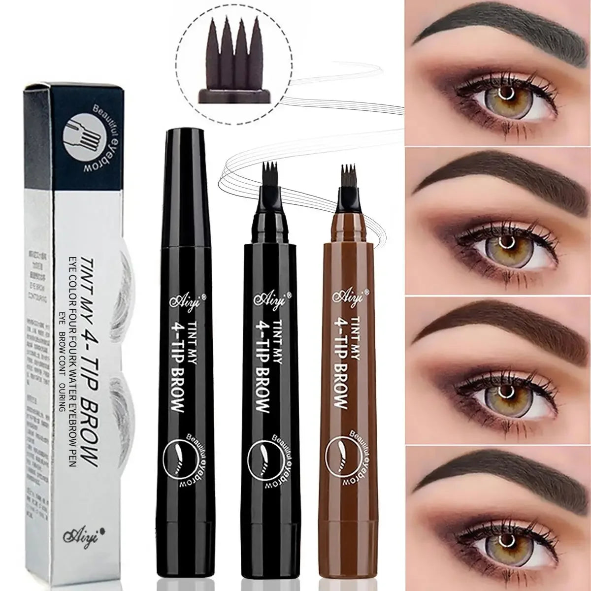 Eyebrows Pen Eyebrow Tattoo Waterproof Liquid Black Eye Brow Makeup Pencil Microblading - Merit Sell
