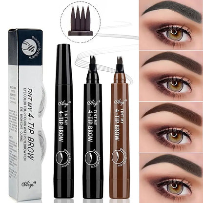 Eyebrows Pen Eyebrow Tattoo Waterproof Liquid Black Eye Brow Makeup Pencil Microblading - Merit Sell
