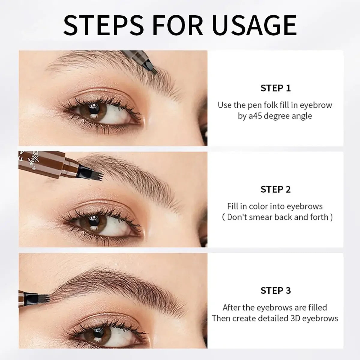 Eyebrows Pen Eyebrow Tattoo Waterproof Liquid Black Eye Brow Makeup Pencil Microblading - Merit Sell