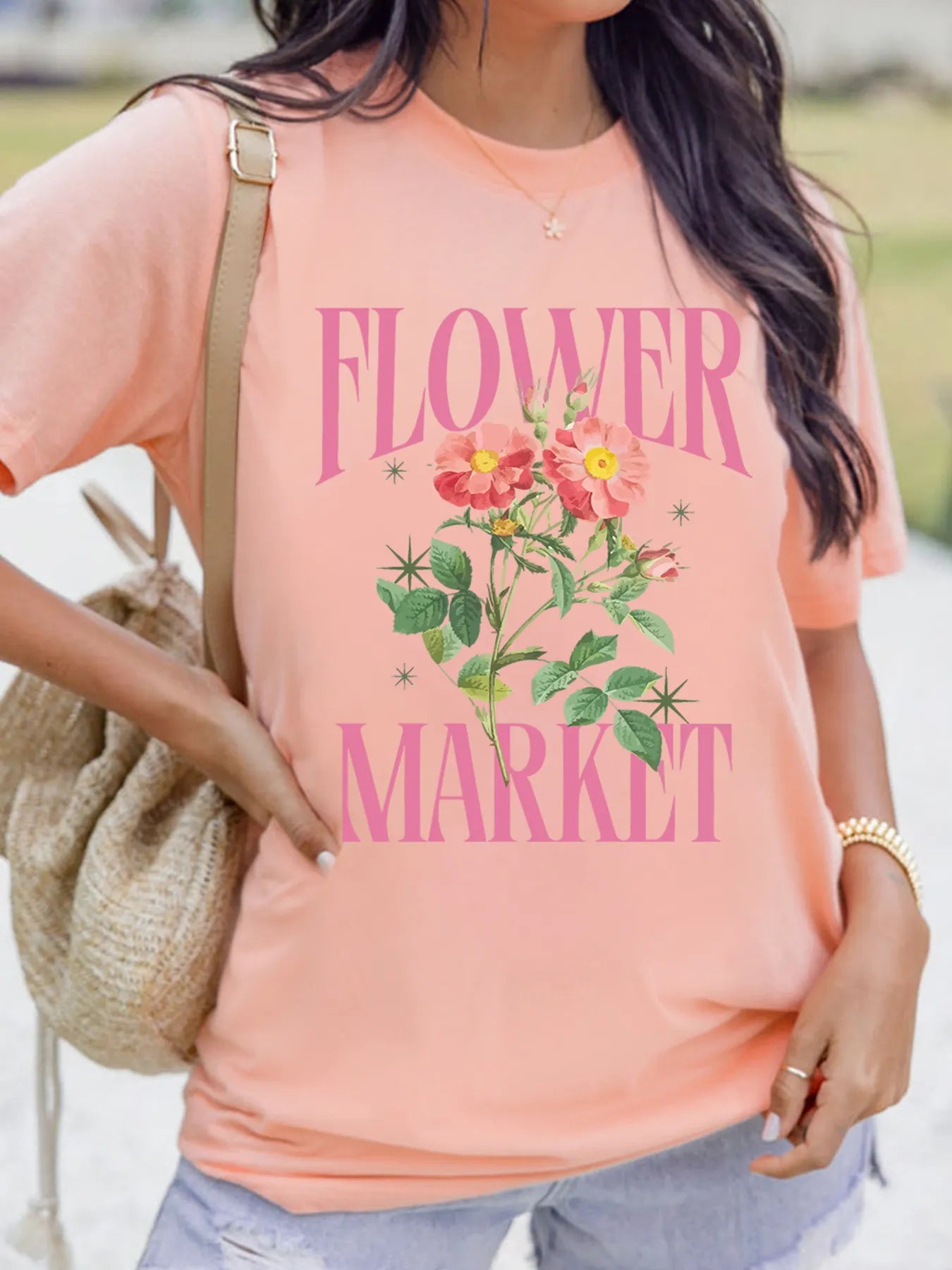 FLOWER MARKET Graphic Crewneck T Shirt - Merit Sell