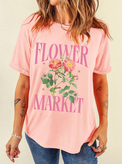 FLOWER MARKET Graphic Crewneck T Shirt - Merit Sell