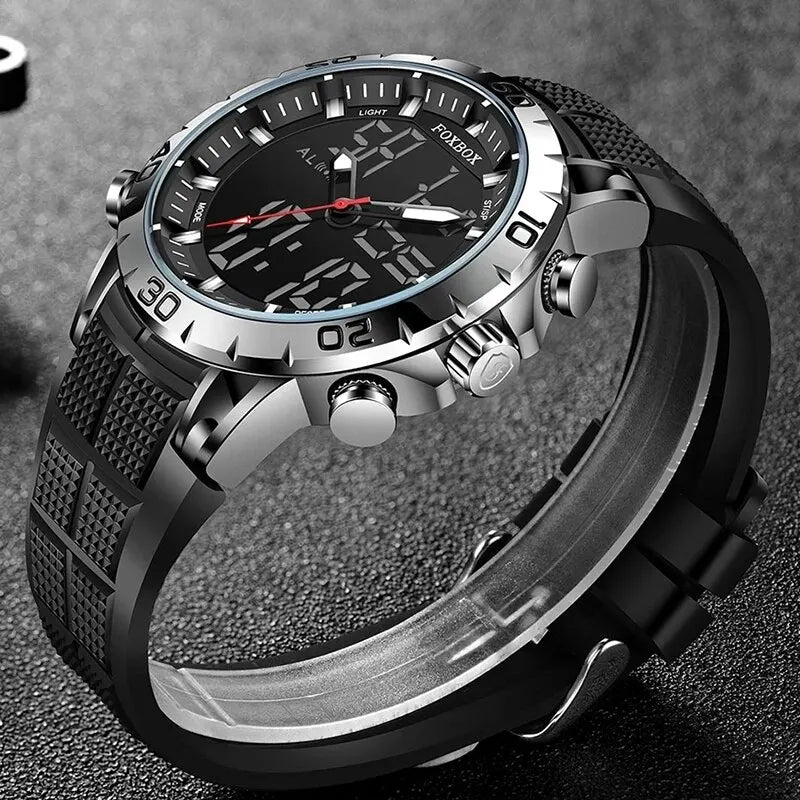 FOXBOX Men Watches Sport Top Brand Luxury Dual Display Quartz Watch Men Military Waterproof Clock Digital Electronic Watch Man - Merit Sell
