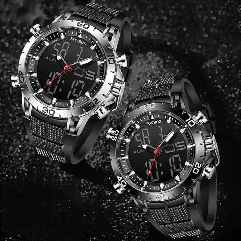FOXBOX Men Watches Sport Top Brand Luxury Dual Display Quartz Watch Men Military Waterproof Clock Digital Electronic Watch Man - Merit Sell