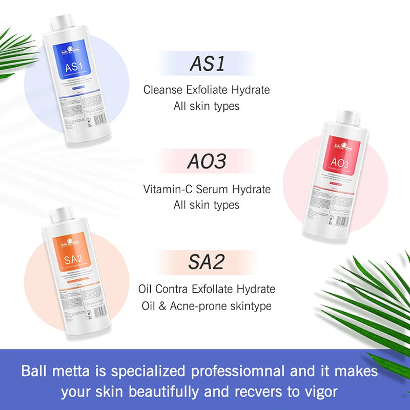 Facial Skincare Face Serum Hydro Aqua Peel Solution 400ml Kit of 3 Serums AS1 SA2 AO3 For facial Machine Skin Deep Cleaning - Merit Sell