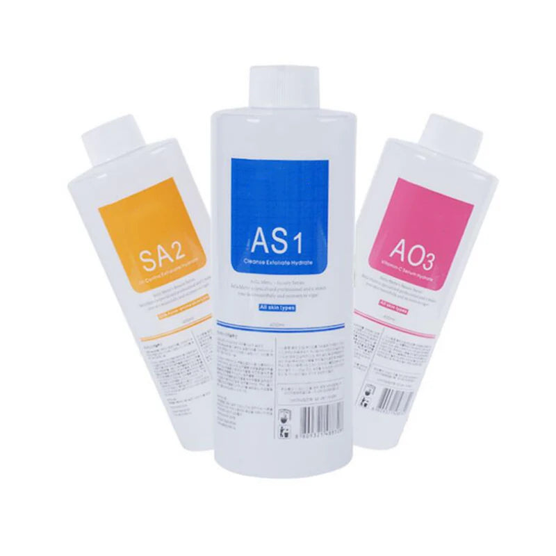 Facial Skincare Face Serum Hydro Aqua Peel Solution 400ml Kit of 3 Serums AS1 SA2 AO3 For facial Machine Skin Deep Cleaning - Merit Sell