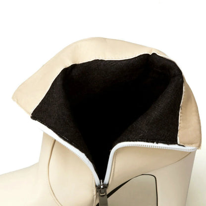 Fashion Women's Ankle Boots High Heels Platform Motorcycle Boot Zipper Yellow Black White Short Shoes Female Large Size 45 48 - Merit Sell