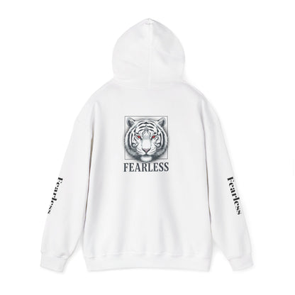 Fearless White Tiger Hoodie — 'FEARLESS' Graphic Hooded Sweatshirt