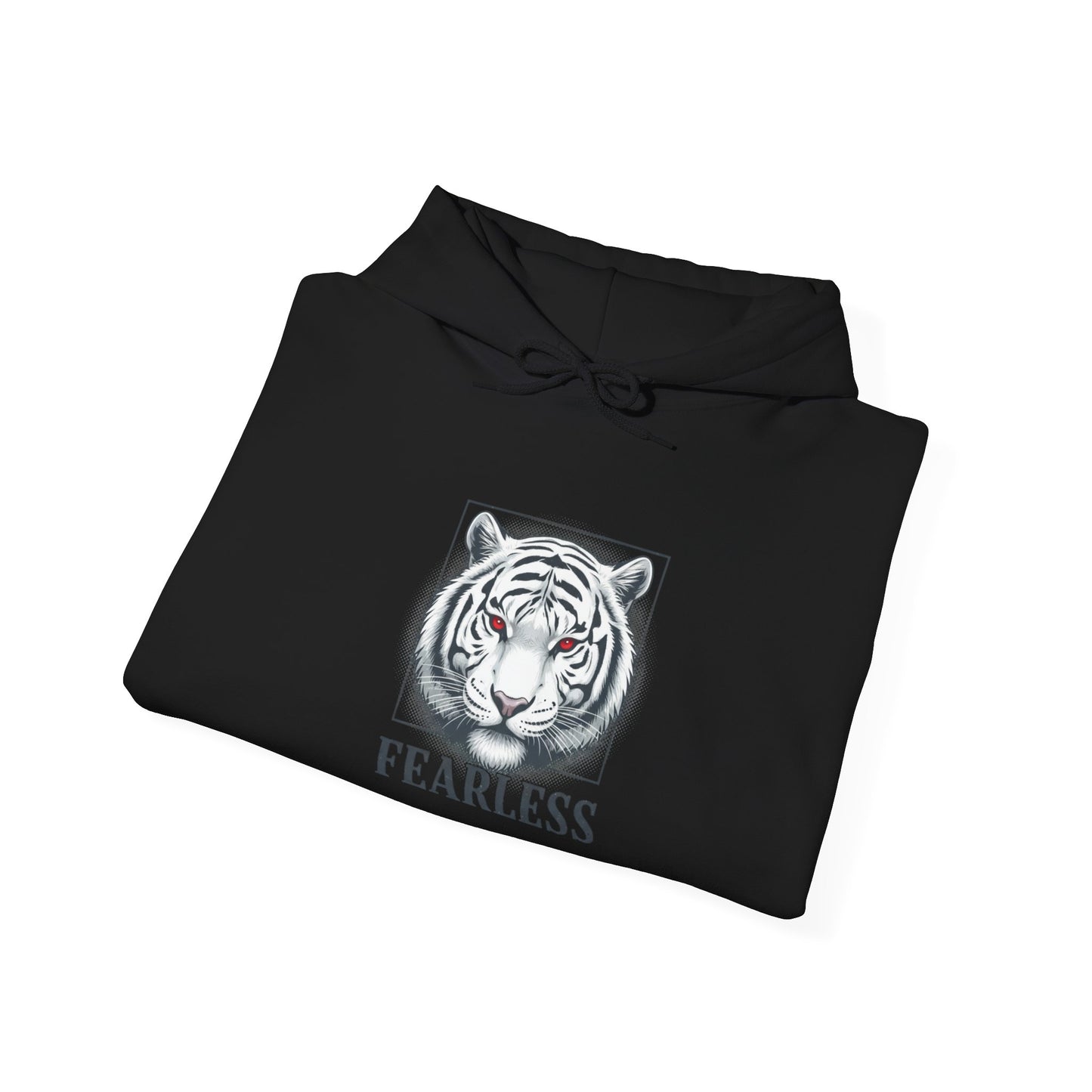 Fearless White Tiger Hoodie — 'FEARLESS' Graphic Hooded Sweatshirt
