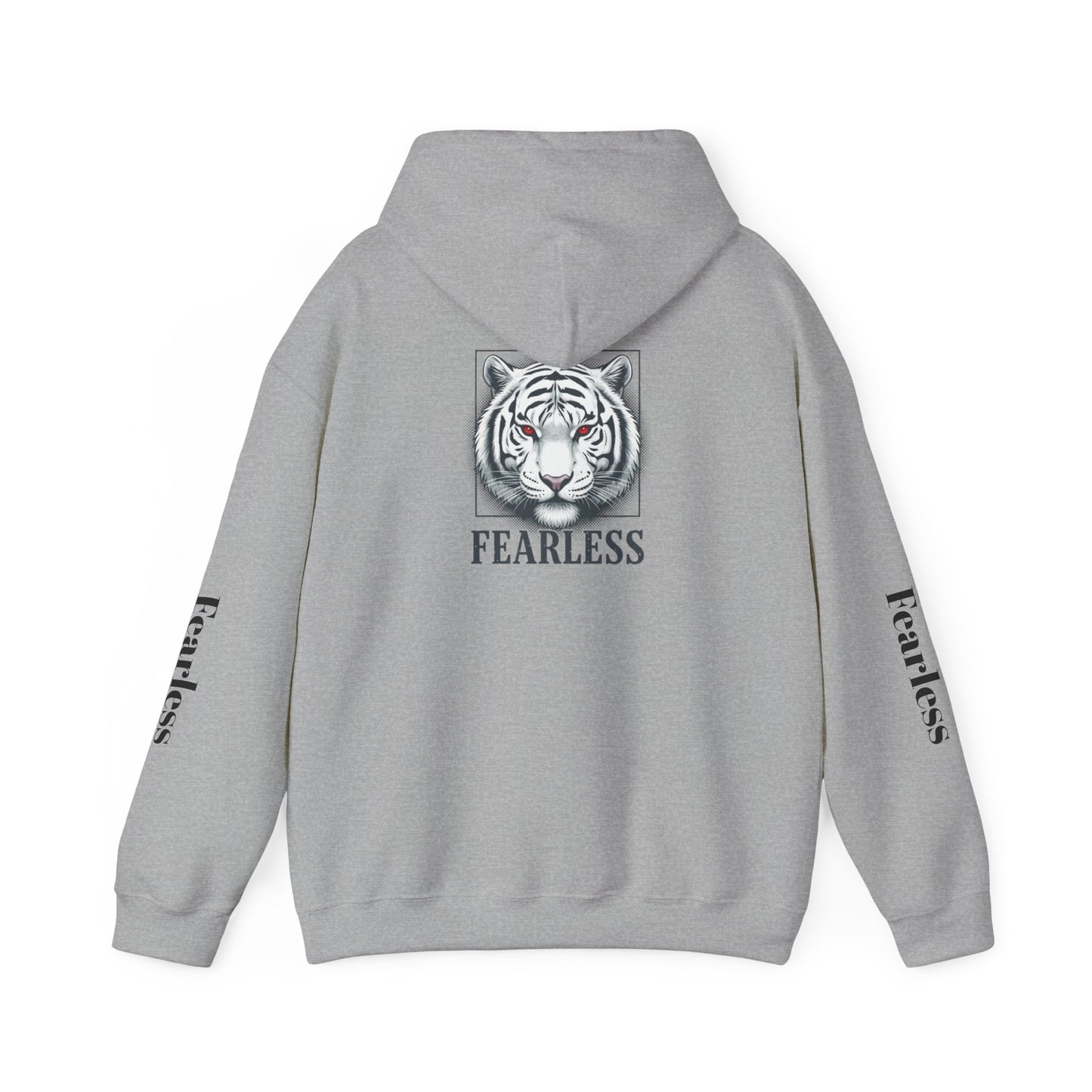 Fearless White Tiger Hoodie — 'FEARLESS' Graphic Hooded Sweatshirt