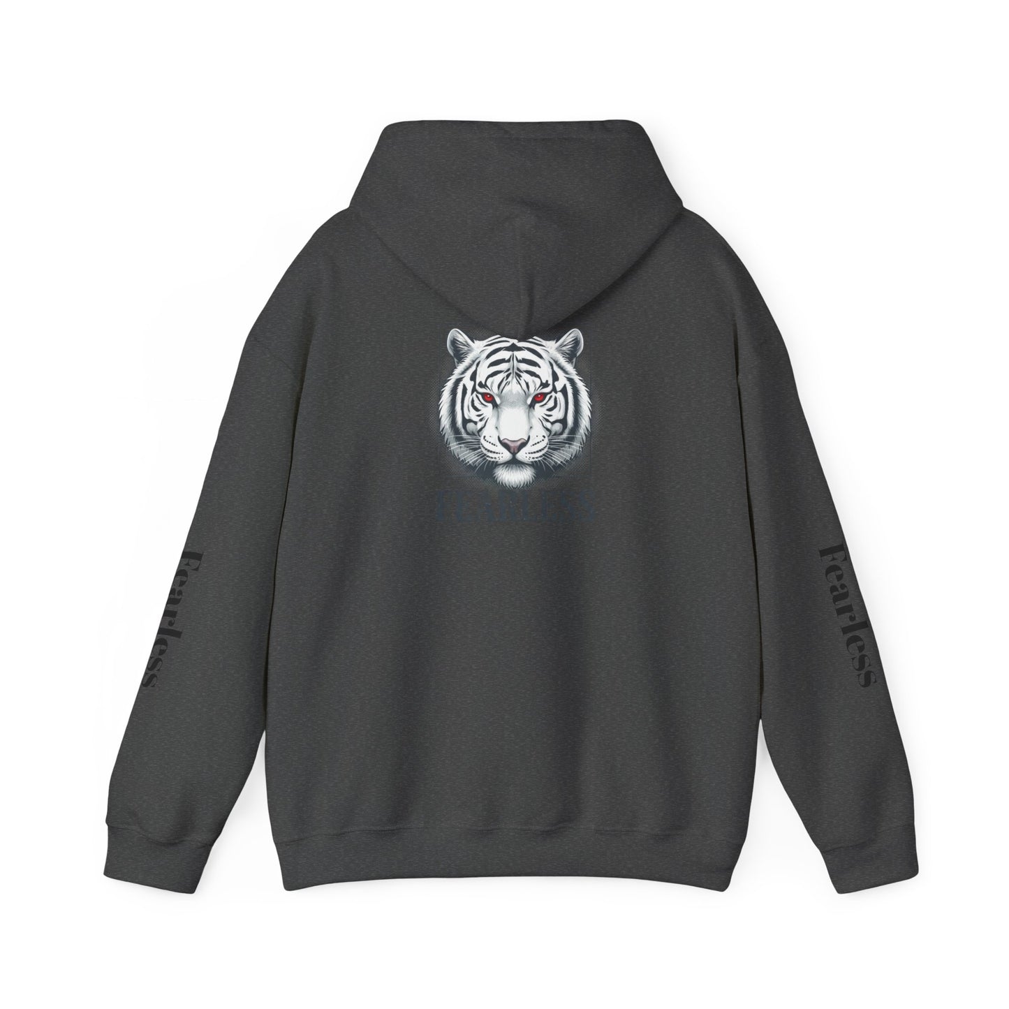 Fearless White Tiger Hoodie — 'FEARLESS' Graphic Hooded Sweatshirt