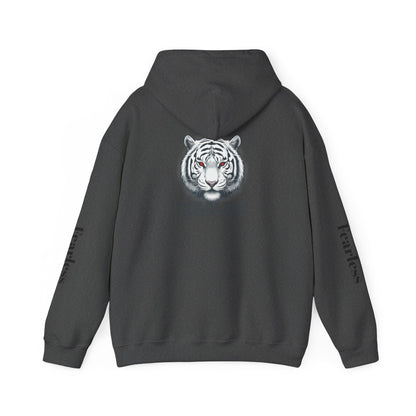 Fearless White Tiger Hoodie — 'FEARLESS' Graphic Hooded Sweatshirt