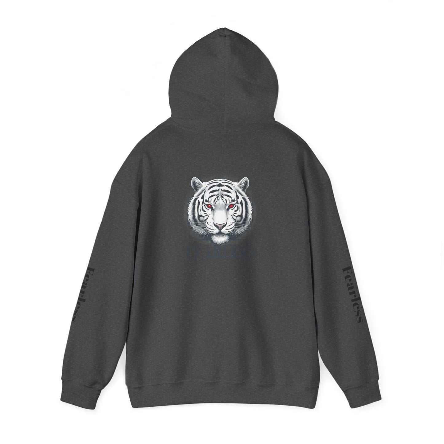 Fearless White Tiger Hoodie — 'FEARLESS' Graphic Hooded Sweatshirt