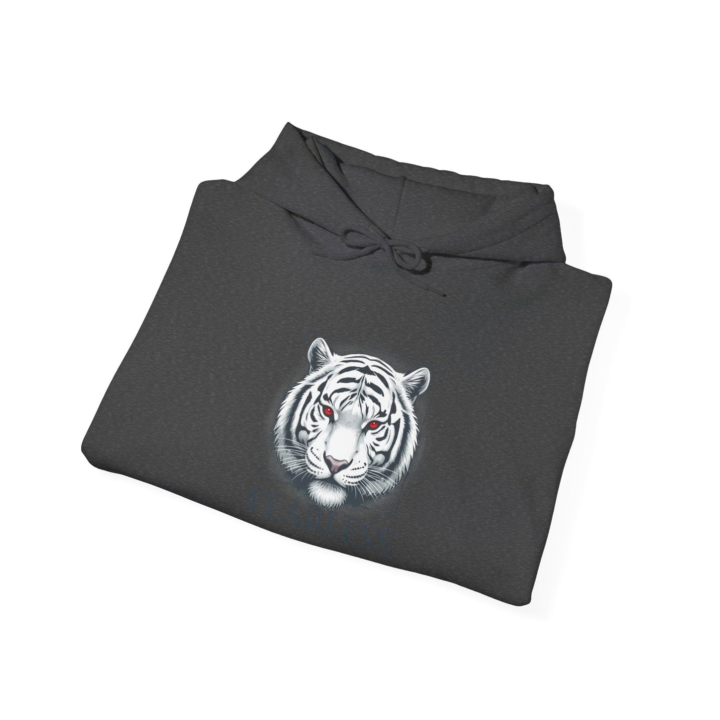 Fearless White Tiger Hoodie — 'FEARLESS' Graphic Hooded Sweatshirt