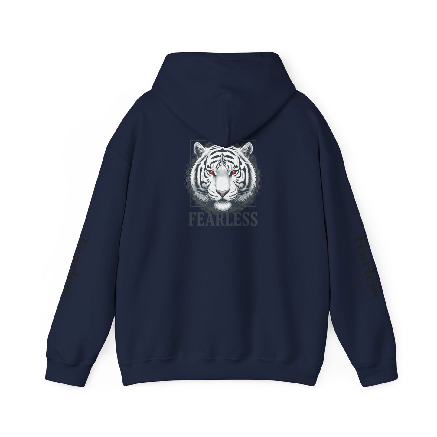 Fearless White Tiger Hoodie — 'FEARLESS' Graphic Hooded Sweatshirt