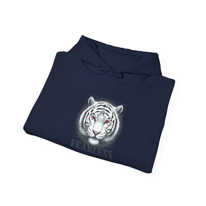 Fearless White Tiger Hoodie — 'FEARLESS' Graphic Hooded Sweatshirt