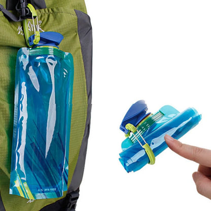 Foldable Water Bottles Flexible Reusable Travel Water Bottle Plastic Water Pouch Soft Flask Water Bag With Carabiner Clip - Merit Sell