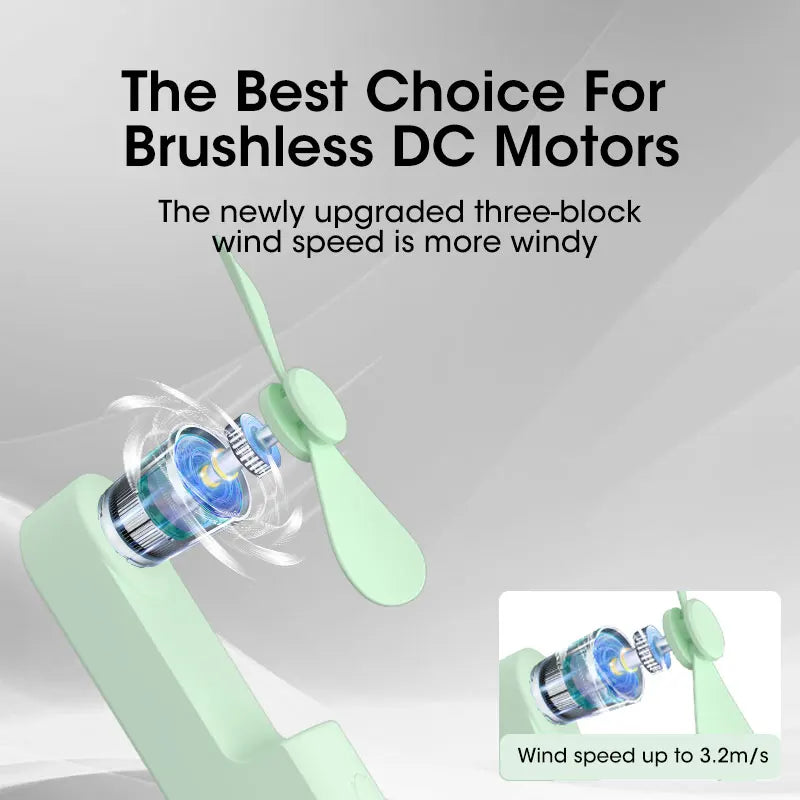 Folding Mini Electric Fan USB Charging Fan Cooling Handheld Fan 3 Speed Powerful Outdoor Travel Portable Small Fan Power Bank - Merit Sell