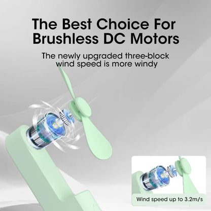 Folding Mini Electric Fan USB Charging Fan Cooling Handheld Fan 3 Speed Powerful Outdoor Travel Portable Small Fan Power Bank - Merit Sell