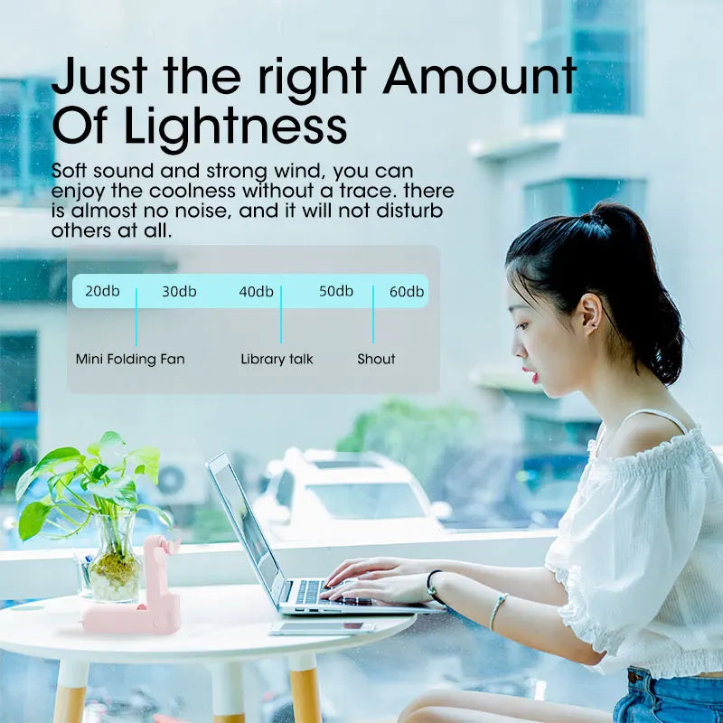 Folding Mini Electric Fan USB Charging Fan Cooling Handheld Fan 3 Speed Powerful Outdoor Travel Portable Small Fan Power Bank - Merit Sell