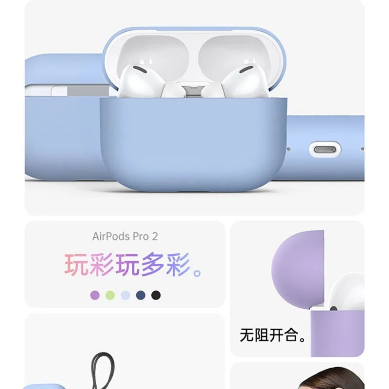 For AirPods Pro 3 2025 Case Silicone Protector for airpods Pro Front LED Visible Pro 2 Case cover with Lanyard for airpods pro 2 - Merit Sell