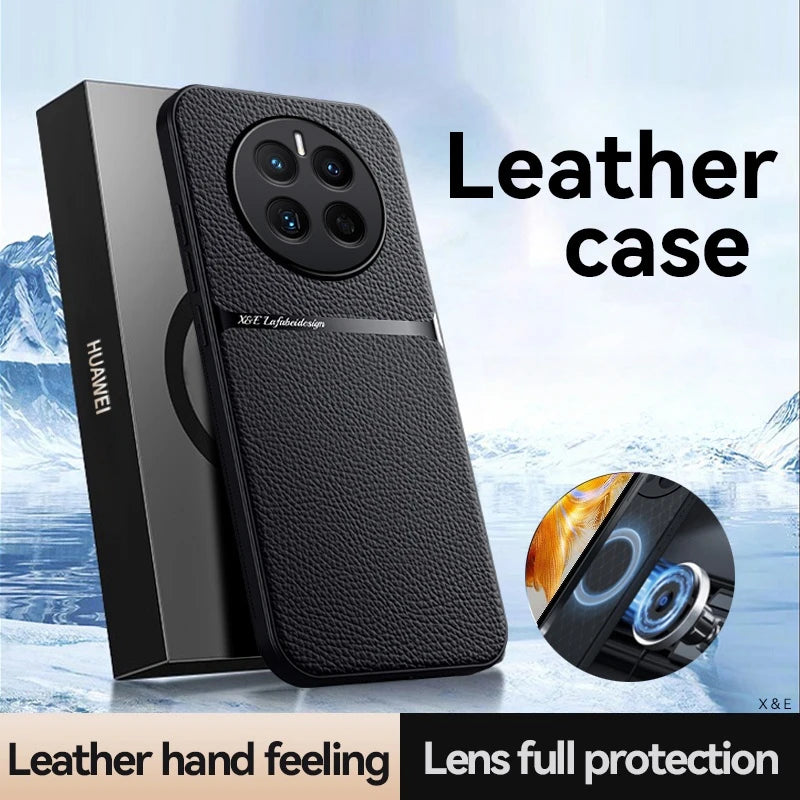 For Hauwei Mate50pro 4G Case Magnetic Car Holder Shockproof Phone Case For Huawei Mate50 Mate 50 Pro 50pro 4G Leather Back Cover - Merit Sell
