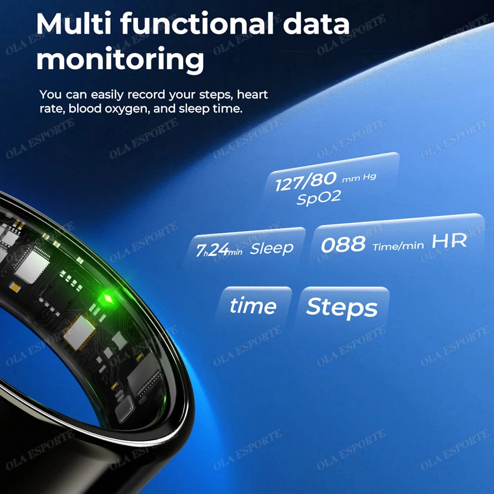 For  Smart Ring Men Women Bluetooth Monitor Blood HeartRate Blood Oxygen Monitor Smartring MultiSport 5ATM Waterproof 2025 - Merit Sell