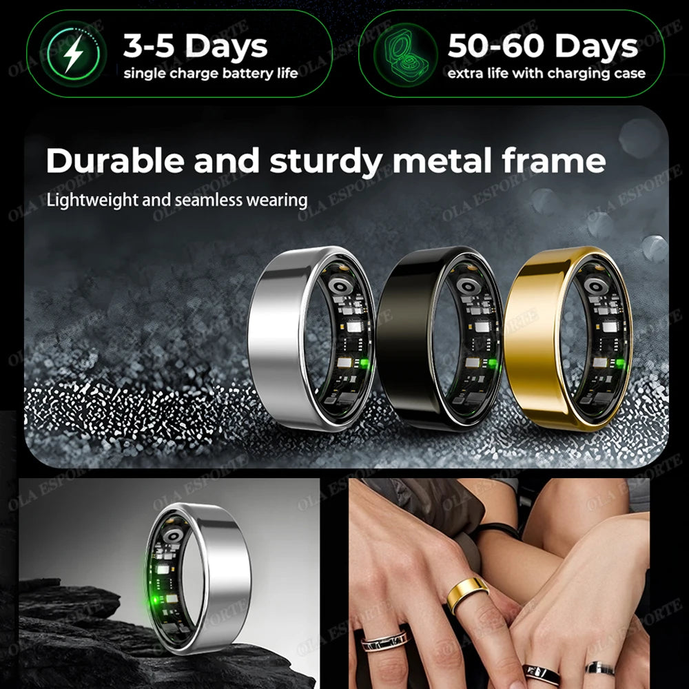 For  Smart Ring Men Women Bluetooth Monitor Blood HeartRate Blood Oxygen Monitor Smartring MultiSport 5ATM Waterproof 2025 - Merit Sell