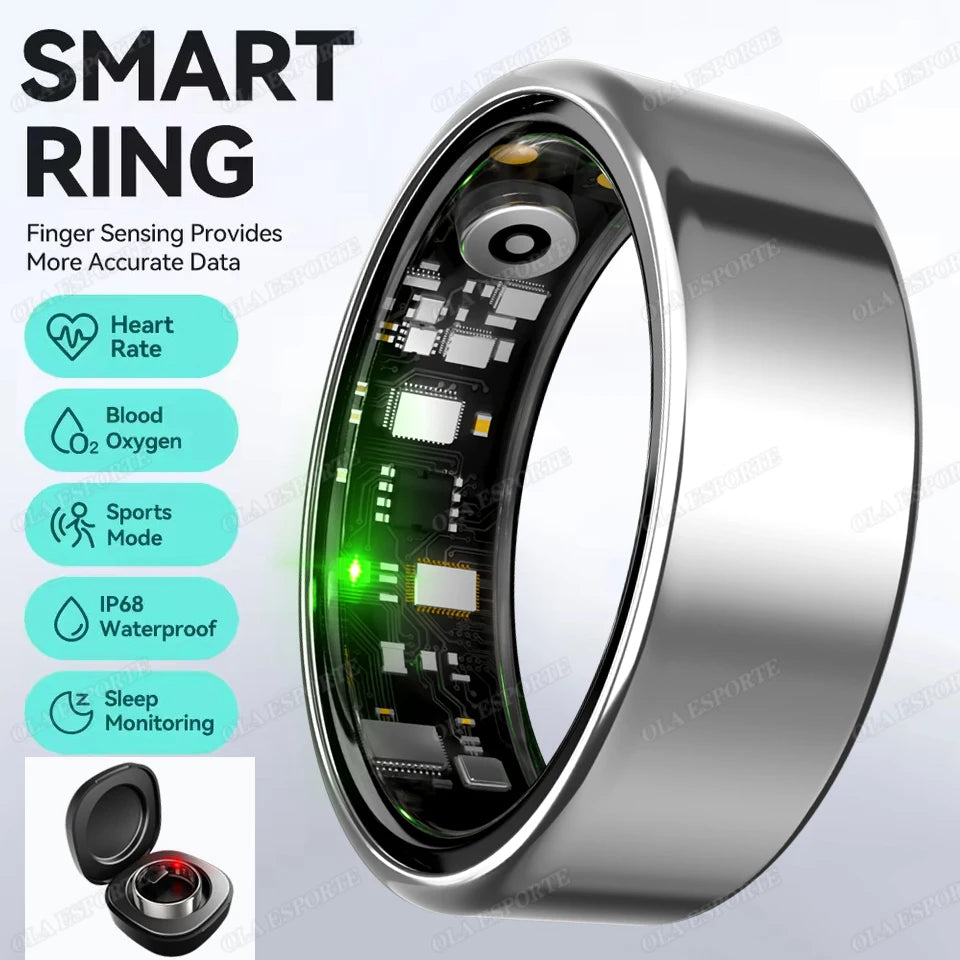 For  Smart Ring Men Women Bluetooth Monitor Blood HeartRate Blood Oxygen Monitor Smartring MultiSport 5ATM Waterproof 2025 - Merit Sell